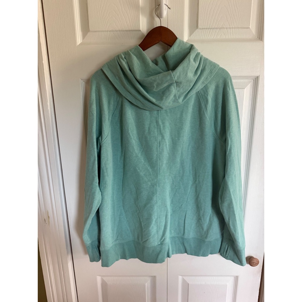 LL Bean Women XL Seafoam Green Cowl Neck Pullover Sweatshirt Thumbholes 290312 - Picture 3 of 13